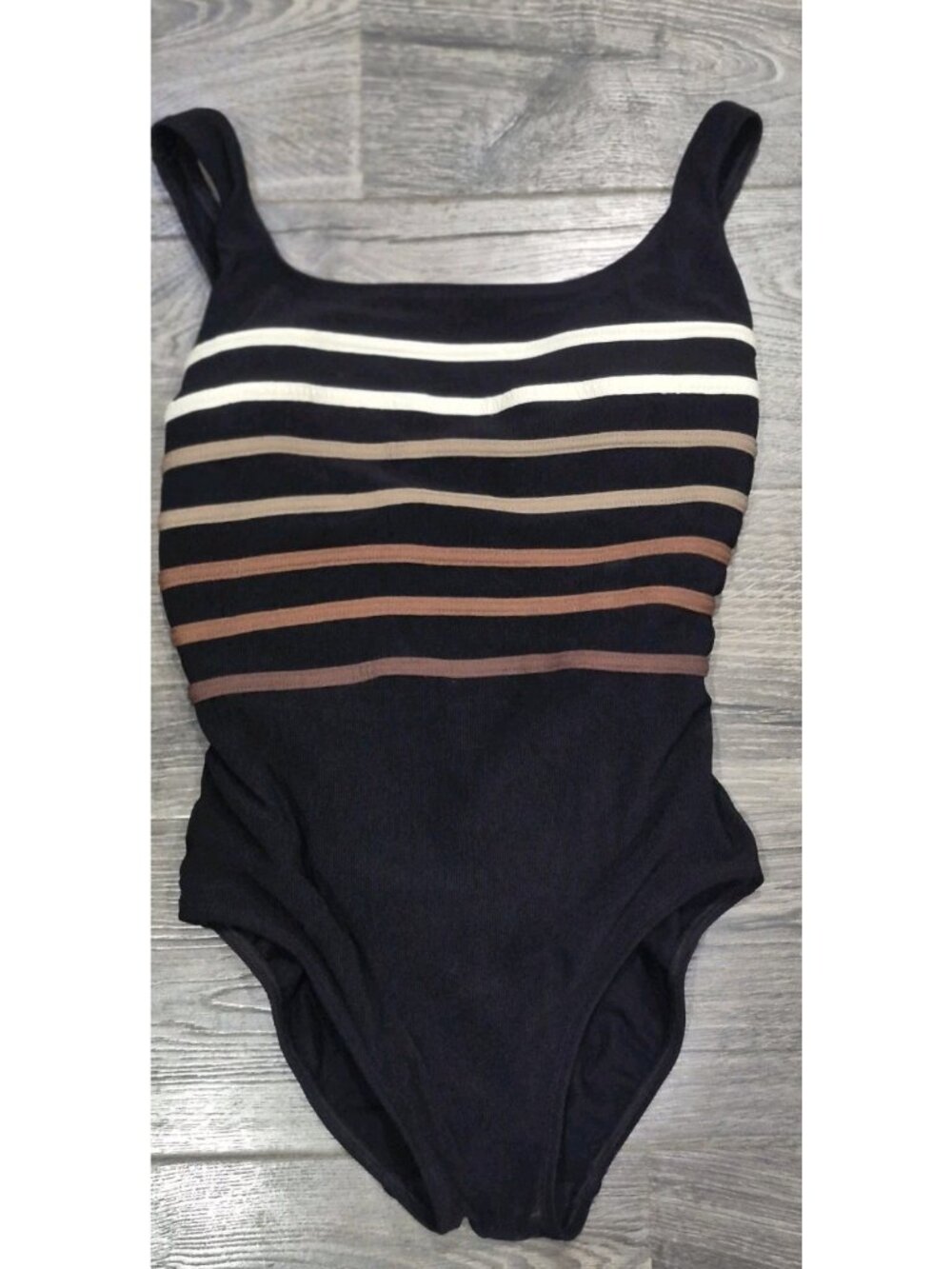 Longitude Slimming One Piece Textured Swimsuit Bathingsuit Women's Size 12